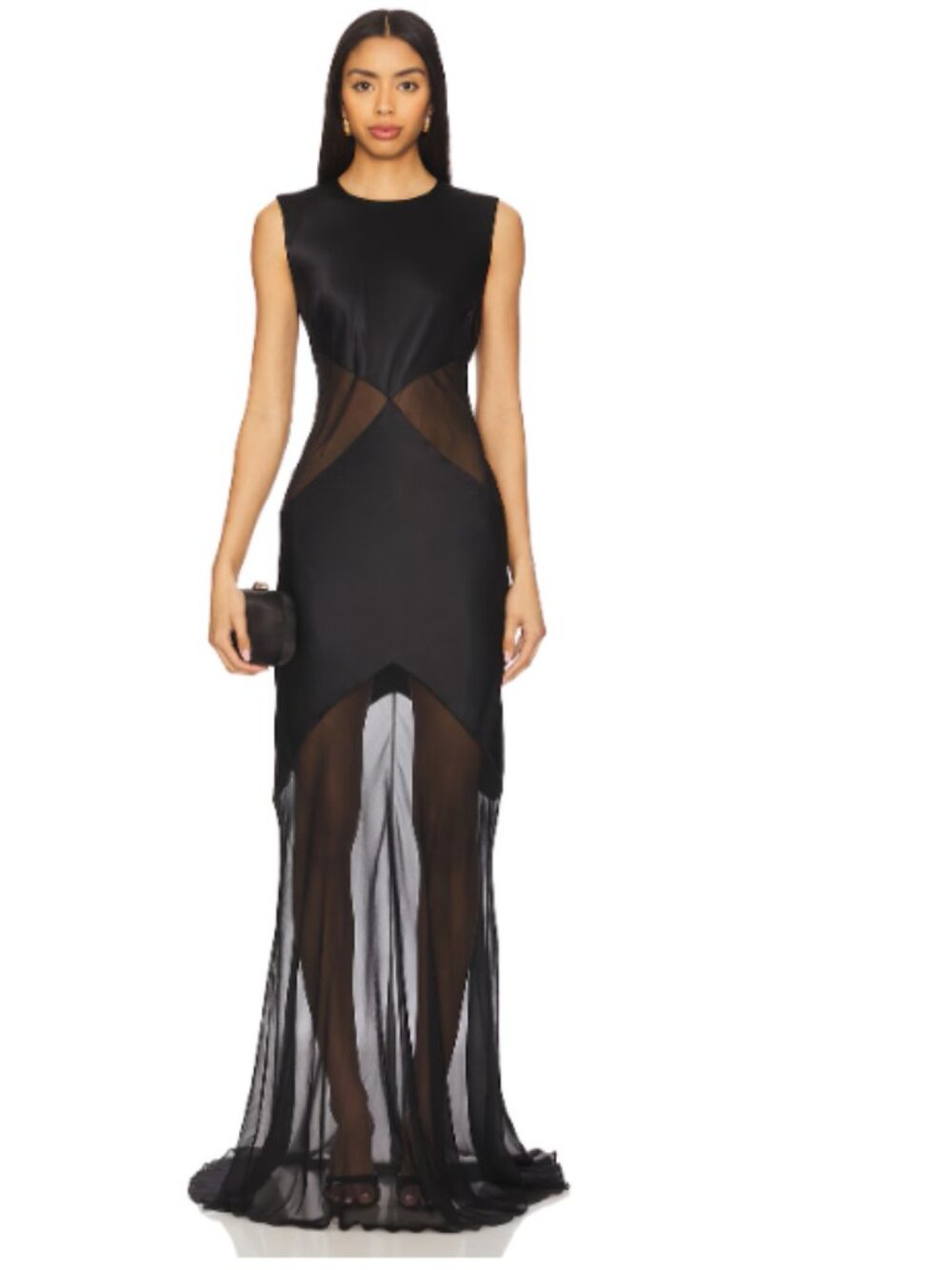ALEJANDRA ALONSO ROJAS Abstract Sheer Gown in Black